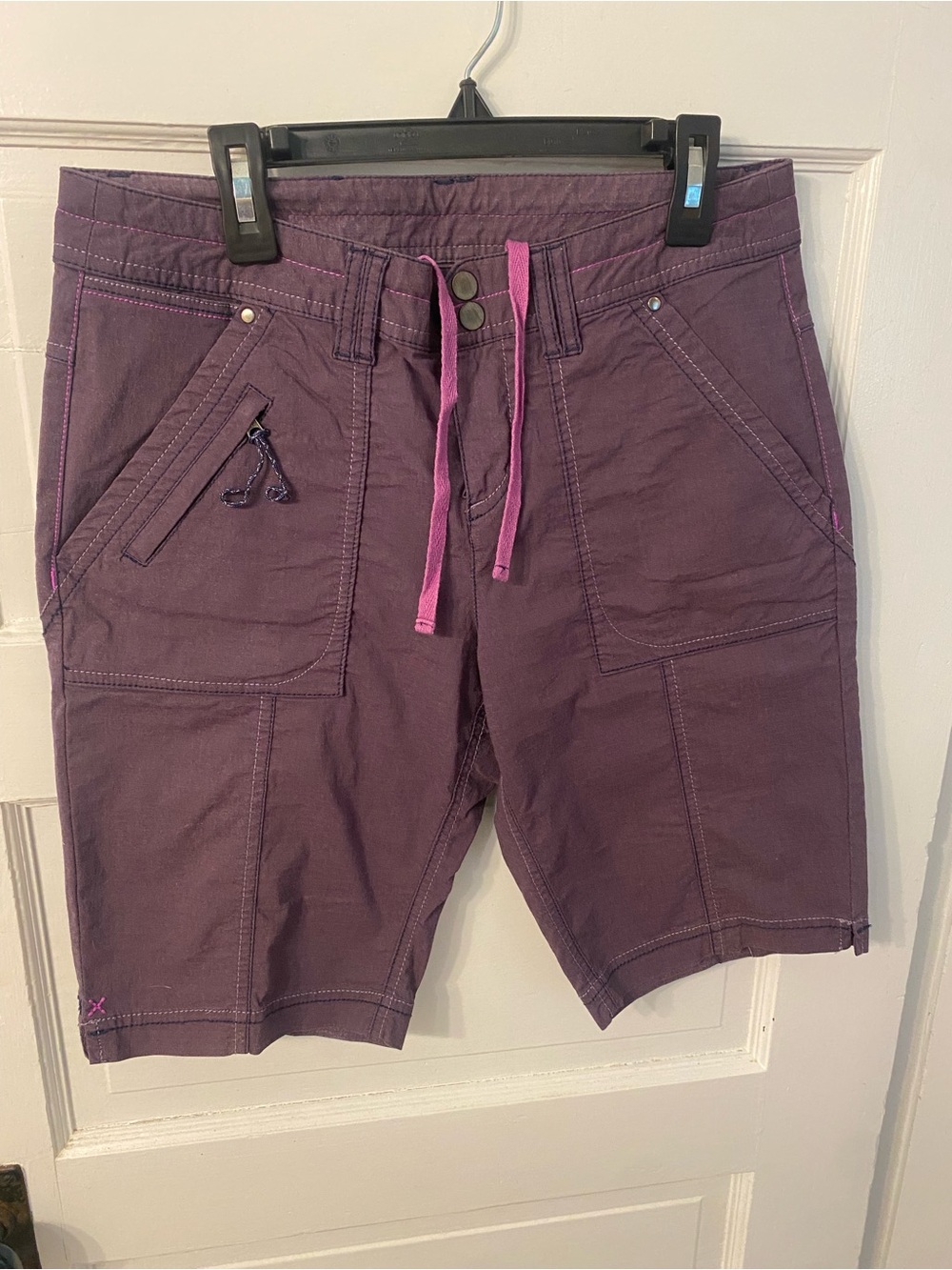 Title Nine Women’s Purple Drawstring Utility Shorts, Cotton/Polyester/Spandex